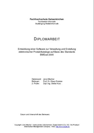 DIPLOMARBEIT elektronische Produktkataloge auf Basis des Standards BMEcat 2005 DIPLOMARBEIT elektronische Produktkataloge auf Basis des Standards BMEcat 2005