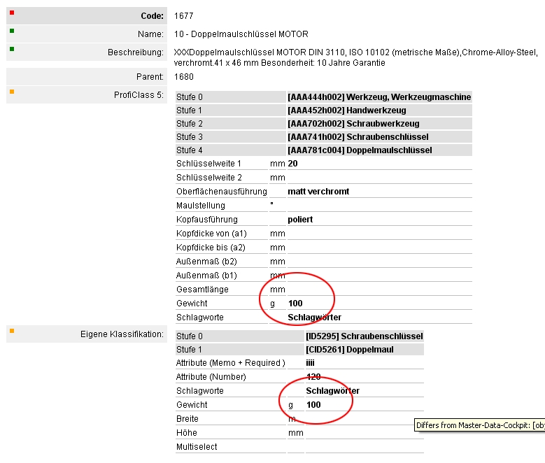 Werteübernahme zwischen Klassifikationssystemen