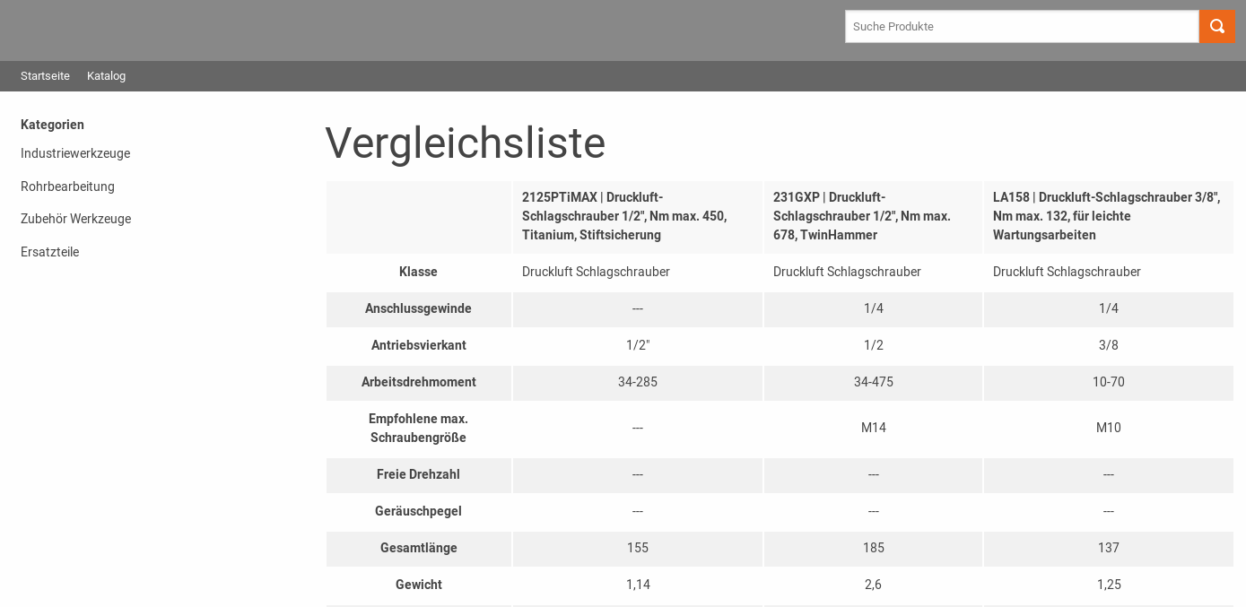 PIM - Webshop - Produkte in der Vergleichs-Ansicht PIM - Webshop - Produkte in der Vergleichs-Ansicht