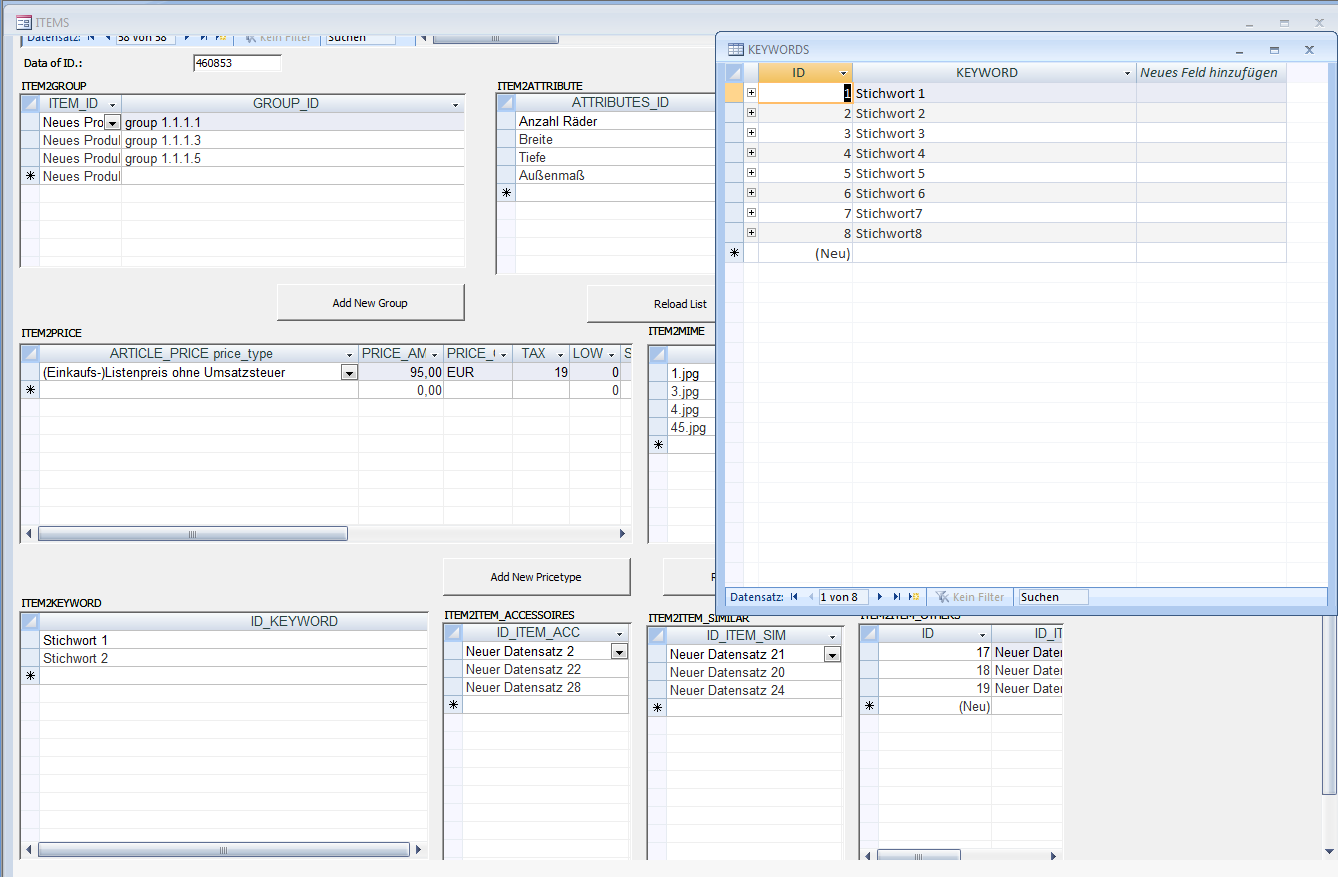 Keywords f&uuml;r eCommerce zuweisen